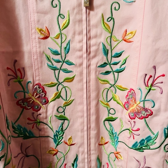 Quacker Factory Pink Embroidered Jacket - Picture 5 of 6